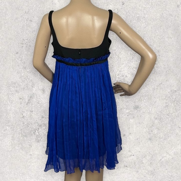 Jay Godfrey Y2K Silk Vintage Colour Block Mini Dress Built Bra Size 8 Pleated - Picture 3 of 13